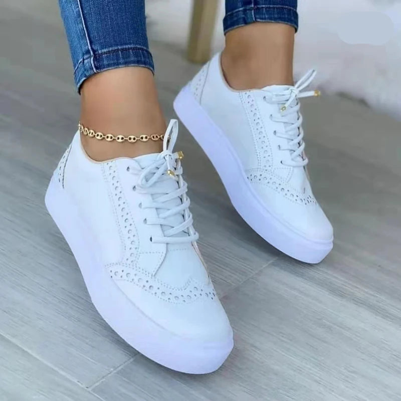 2024 New Sneakers Women Flat Casual Sneaker Spring Fashion Versatile Lace Up Walking Women Shoes Zapatos De Mujer Tendencia