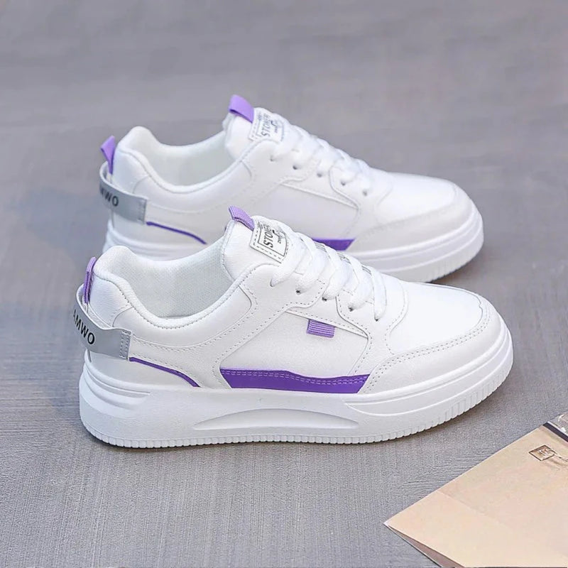 2024 Women Shoes Thick Sole White Spring Autumn Breathable Platform Zapatos De Mujer Trend Round Head Female Casual Sneaker