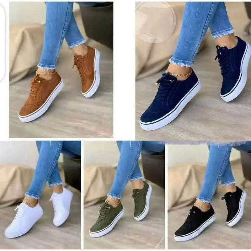 2024 New Sneakers Women Flat Casual Sneaker Spring Fashion Versatile Lace Up Walking Women Shoes Zapatos De Mujer Tendencia