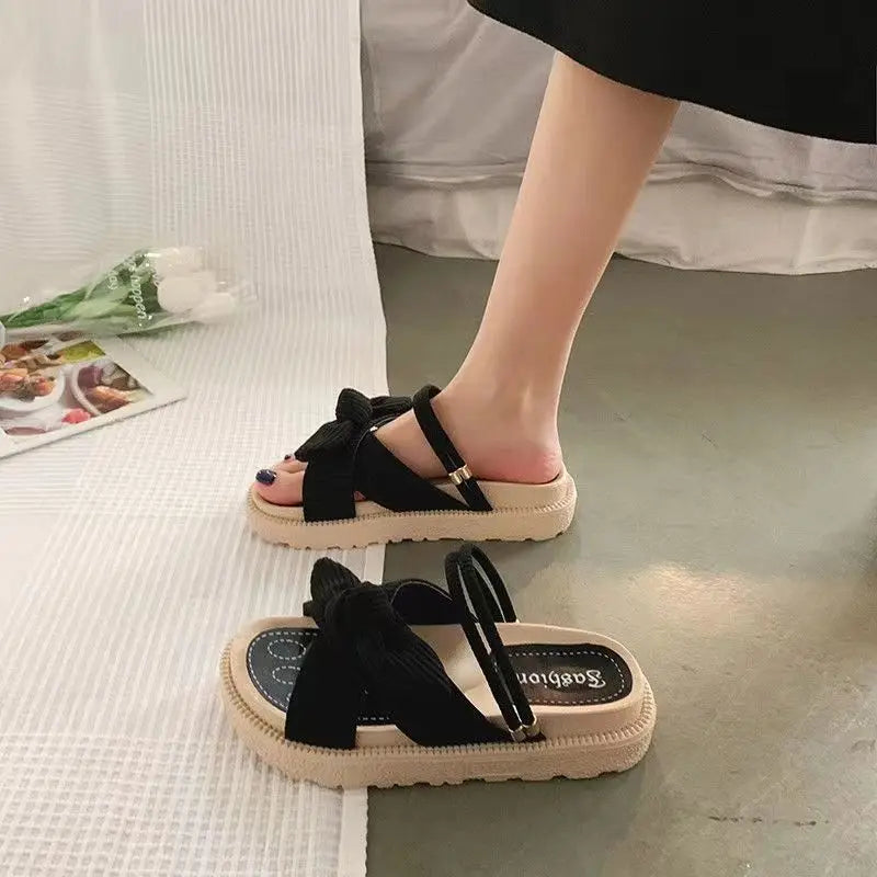 Sandias De Tacon Internet Hot Women Shoes Summer Fairy Style 2023New Improve Fashion Student Platform Roman Lady Flat Shoe