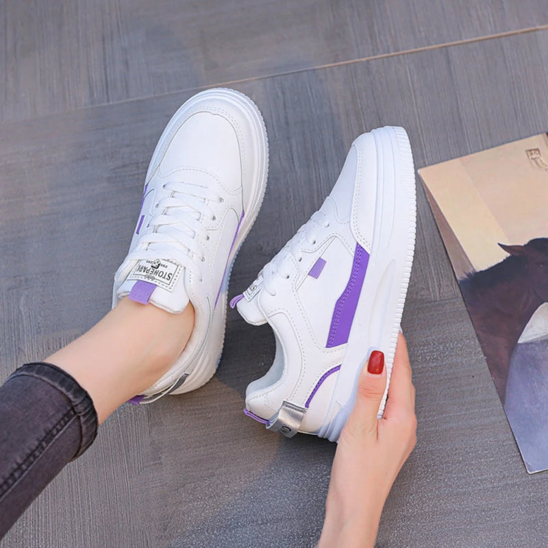 2024 Women Shoes Thick Sole White Spring Autumn Breathable Platform Zapatos De Mujer Trend Round Head Female Casual Sneaker